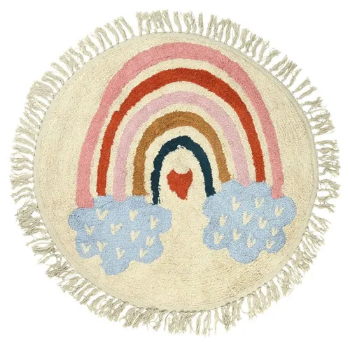 Teppich Kinderteppich RAINBOW, Beige, Ø 90 cm - Teppiche, stilvoller Kinderteppich in Beige mit buntem Regenbogen-Design, ideal für das Kinderzimmer und sorgt für eine warme Atmosphäre.