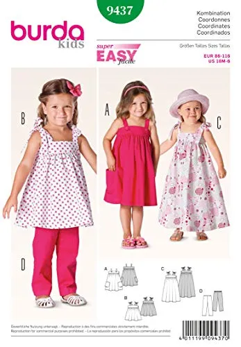 burda Schnittmuster Mädchen Träger-Kleid und Hose 9437 Gr. 98-104