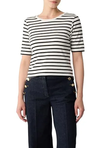 Gestreifte Damen T-Shirts mit Rundhalsausschnitt - Moderne T-Shirts für Damen mit kurzem Arm und gestreiftem Muster, perfekt für lässige Outfits und den Sommer.