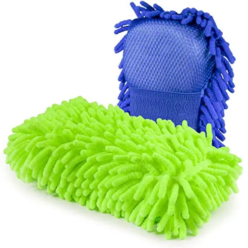 Cosey - 2er Pack, Chenille-Schwamm, 11x23cm, blau/grün
