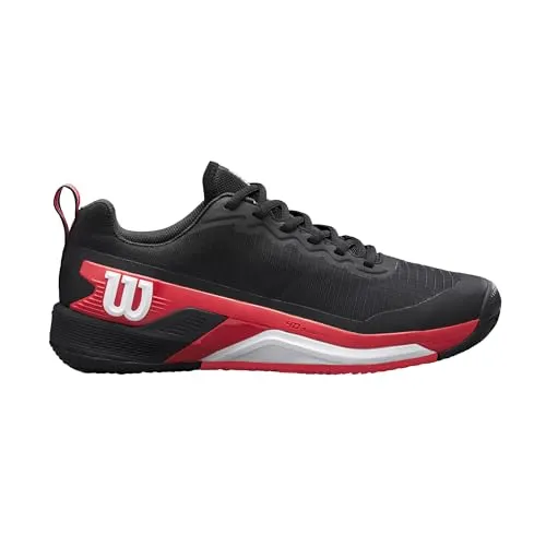 Wilson Tennisschuhe Rush Pro 4.5 Clay Schwarz/Rot Herren - Tennisschuhe für Sandplätze, optimiert mit verbesserter Atmungsaktivität und Halt durch innovatives Mesh-Obermaterial für maximale Performance.