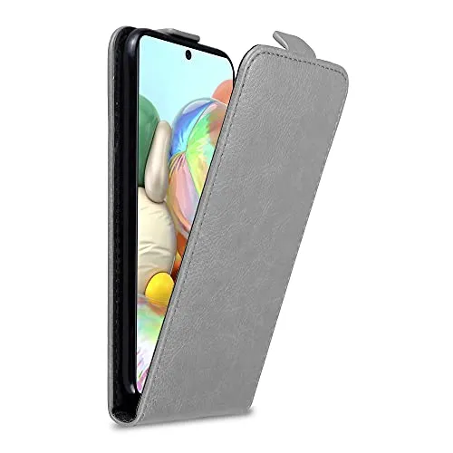 Cadorabo Hülle kompatibel mit Samsung Galaxy A71 4G Flip Design aus Premium Kunst Leder Flip Klappbare Stoßfeste Magnetische Cover Hülle für Galaxy A71 4G Tasche in Grau