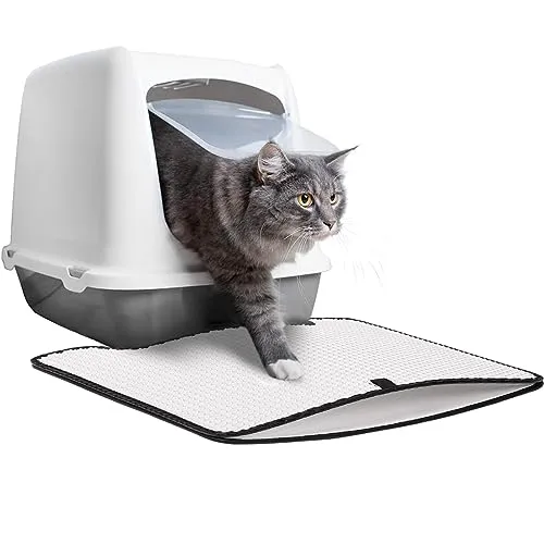 CanadianCat Company | Katzenklo Matte Katzenstreu Matte Weiss - Unterleger Vorleger Katzenmatte - wasserdicht doppelte Auffangschicht | ca. 53 x 45 cm