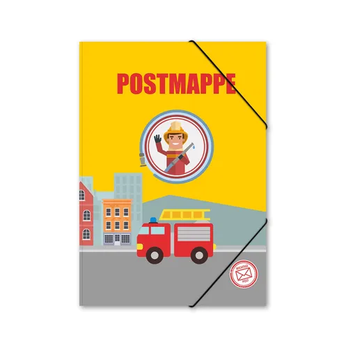 itenga Info Postmappe Gelb aus Karton A4 FEUERWEHR Sammelmappe Jungen Mädchen