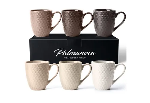 MiaMio Tasse Set 6 x 400 ml – Moderne Keramik in Matt Beige - Cappuccinotassen Set mit 6 stilvollen Bechern, ideal für Kaffee, Tee und Cappuccino, aus hochwertiger Keramik für einen modernen Look in Ihrem Haushalt.