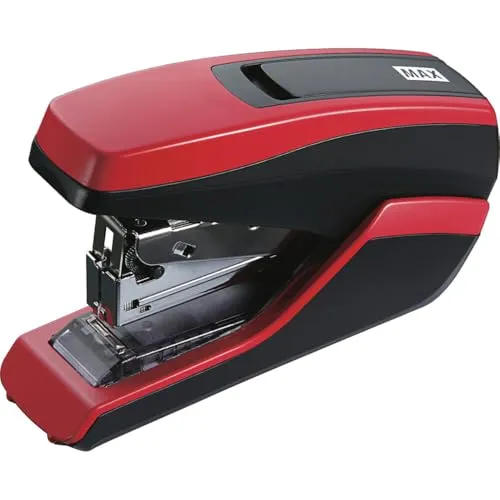 MAX HD-55FL Heftgerät, 35 Blatt, mit komfortablem Soft-Touch-Griff, Rot