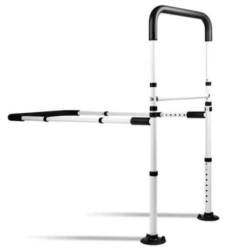 LandTale Bed Assist Rails Verstellbar, Sicherheitsbettgriff mit Bein, Fallschutz, Handschutz, Haltegriff, Bettgitter für ältere Menschen, Erwachsene, Senioren, Behinderte, Fit King, Queen, Full, Twin