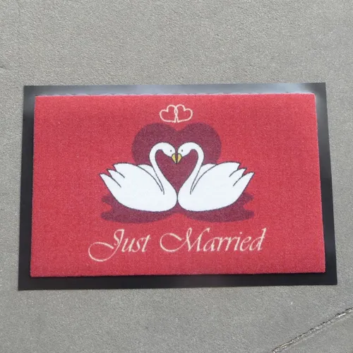 Fußmatte Fußabstreifer Türmatte Schmutzfangmatte Just Married 40x60 cm Schwäne