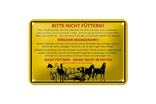 Blechschild Tiere 18x12 cm bitte nicht füttern Pferde Weide Deko Schild