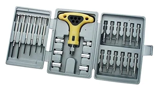 Brüder Mannesmann Präzisions-Schraubendreher-Set 26-tlg., aus Chrom-Vanadium-Stahl, ideal für Elektronikreparatur, Feinmechanik und Smartphones, inklusive Bits und Aufbewahrungsbox | M29301