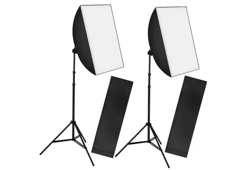 tectake 2er-Set Studioleuchte mit Softbox und Stativ - Studioblitze für Profi-Qualität: Erstelle beeindruckende Fotos mit unserem 2er-Set inklusive Softbox, ausziehbarem Stativ und Leuchtmitteln. Ideal für Hobbyfotografen und Einsteiger!