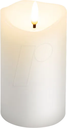 GOOBAY 77775 - LED Echtwachskerze, weiß, warmweiß mit Timer 7.5x12.5 cm