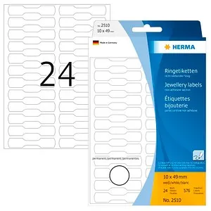 HERMA Ring-Etiketten 2510 weiß 10,0 x 49,0 mm, 25 Blatt