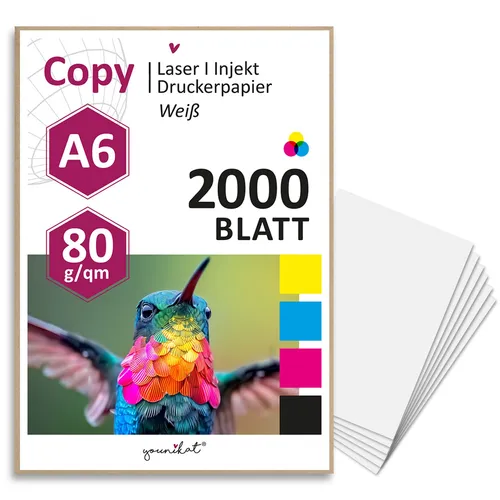 Blatt blanko 80 g/m² Papier in weiß I Kopierpapier I DIN A6 I dv_1418 2000
