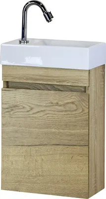 Sanox Badmöbel-Set Maxim BxHxT 40 x 65 x 22 cm Frontfarbe eiche natur mit Waschtisch Keramik weiß 81733727