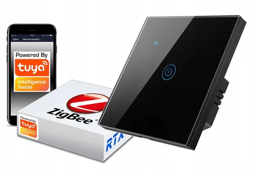 TUYA ZigBee Touch Switch 1obw. schwarz #ohne N