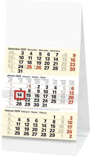 Geiger Tischkalender Mini 3, Jahr 2026 von Glocken