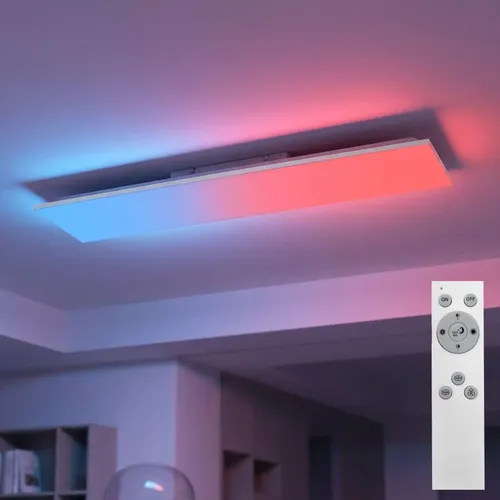LED-Deckenleuchte Yukon 100 x 25 cm - Moderne RGB-Dreamcolor Deckenleuchte, stufenlos dimmbar und mit Memoryfunktion für individuelle Lichtgestaltung in jedem Raum.