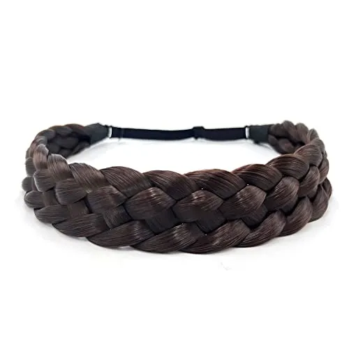 TOECWEGR Haarband Geflochten 5 Stränge Braids Haargummi Klassisches klobiges Elastisches synthetisches Stirnband Damen Beauty Accessoires (FünfstranggeflechtB011)