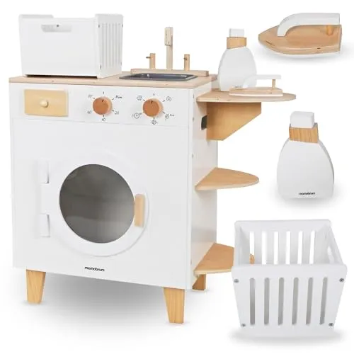Mamabrum MAM163 Kinder-Waschmaschinen-Set aus Holz