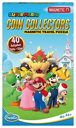 ThinkFun - 76547 - Super Mario Coin Collectors - Das magnetische Reise-Knobelspiel. Perfekt für die Reise und als Geschenk! EIN Logikspiel Nicht nur für Super Mario Fans.