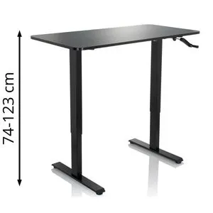 hJh-OFFICE Schreibtisch Stand CR, schwarz, höhenverstellbar - Kinderschreibtisch mit manuellem Kurbelmechanismus für individuelle Höhenanpassung. Robustes Stahlgestell und pflegeleichte Tischplatte, ideal für ergonomisches Arbeiten.