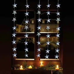 FHS   LED-Vorhang 1 x 1,2 m, 5 Stränge x 8 Stern-Ornamente