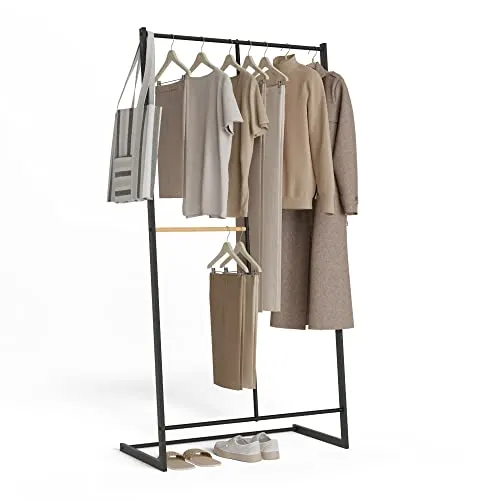 Newlux Kleiderständer Metall Hangy One 15 - Kleiderständer aus robustem Metall, bis 15 kg belastbar. Mit Hosenregal und rutschfesten Füßen, ideal für Ordnung in jedem Raum.