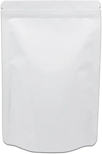 CANLENPK 50 Alufolie Mylar-Beutel, 10x15 cm, 240µm - Wasserdicht & Lichtgeschützt, Standbodenbeutel mit Reißverschluss, Wiederverschließbar & Hitzeversiegelbar (Mattweiß)
