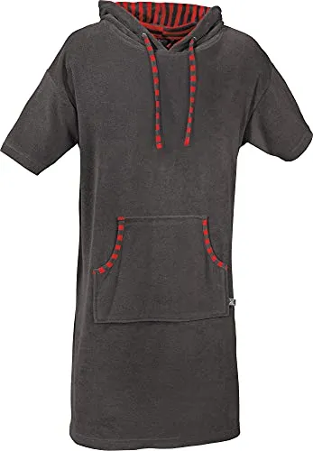 Erwin Müller Unisex Poncho, Damen - Herren - Surf-Poncho anthrazit Größe XS-M - mit Kapuze und Taschen, Badetuch, Umkleide-Hilfe, Leicht-Frottier