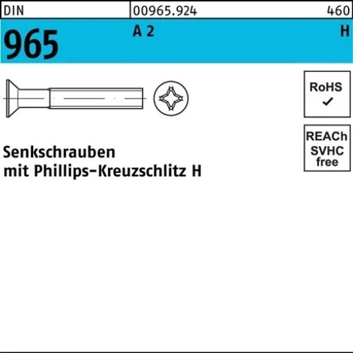 200er PACK(Stk)  000965920049050016 Senkschraube DIN 965 Kreuzschlitz-PH M 5 x 1