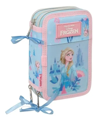 safta Frozen Ice Magic Schulmäppchen mit 37 Zubehörteilen, Federmäppchen für Kinder, ideal für Kinder von 5 bis 14 Jahren, bequem und vielseitig, Qualität und Widerstandsfähigkeit, 12,5 x 5,5 x 19,5
