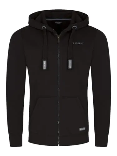 DENIMFY Sweatjacke Herren mit Kapuze - Regular Fit Kapuzenjacke - Kapuzenpullover für Herren aus hochwertiger Baumwoll-Mischung, pflegeleicht und ideal für jede Jahreszeit. Mit stylischem Logo Patch und praktischer Kängurutasche.