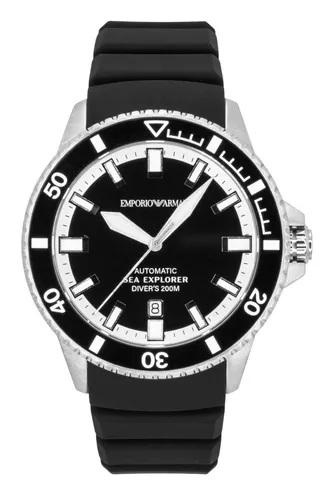 Emporio Armani Herren Uhr mit Automatikwerk - Armbanduhren für Herren, 42 mm Gehäuse mit kratzfestem Saphirglas und bis zu 200 m wasserdicht – ideal für Wassersport und Alltag.