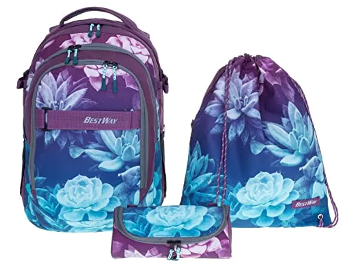 BESTWAY Schulrucksack Evolution Packer 40177 - Schulrucksack Set mit Sportbeutel und Mäppchen, wasserabweisend und ideal für Schüler ab 8 Jahren, inklusive verstellbarem Brustgurt und Laptopfach für 15,6 Zoll Geräte.