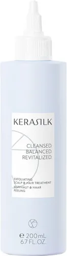 Kerasilk Kopfhaut & Haar Peeling 200 ml - Sanftes Kopfhautpeeling für eine gründliche Reinigung. Befreit die Poren von Verstopfungen und reguliert das Kopfhautfett. Ideal für glänzendes und voluminöses Haar. Mit biomimetischer Seide und AHA für ein frisches Haargefühl.