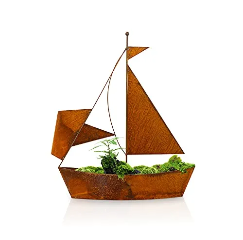 Blümelhuber Gartendeko Rostoptik Segelschiff - Maritime Gartenfigur aus Edelrost, vielseitig als Blumentopf oder Deko-Element einsetzbar – ideal für Garten, Terrasse und Balkon.