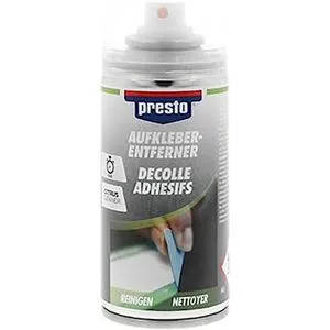 Presto Etikettenlöser 384257, Aufkleber-Entferner, für Metall, Glas, Holz, Stein und Kunststoff, 150ml