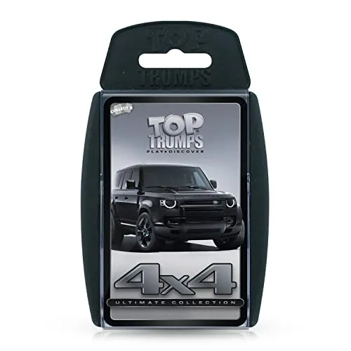 Top Trumps Ultimate 4x4 Vehicles Classics Card Game, Discover cool Facts on 30 of The Finest 4x4s Including James Bonds Defender, Teslas Cybertruck and Xplorer Flying Car, Game for Ages 8+