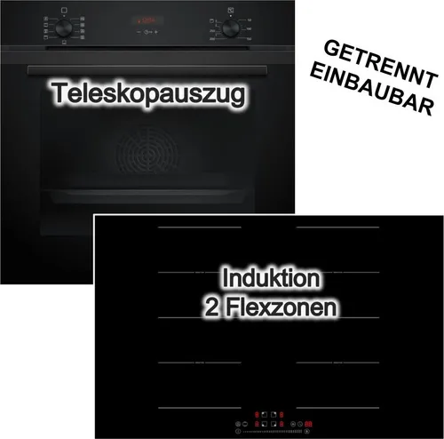 Siemens Backofen Set Induktionskochfeld PKM Schwarz 71 Liter 3D Heißluft Flexzonen