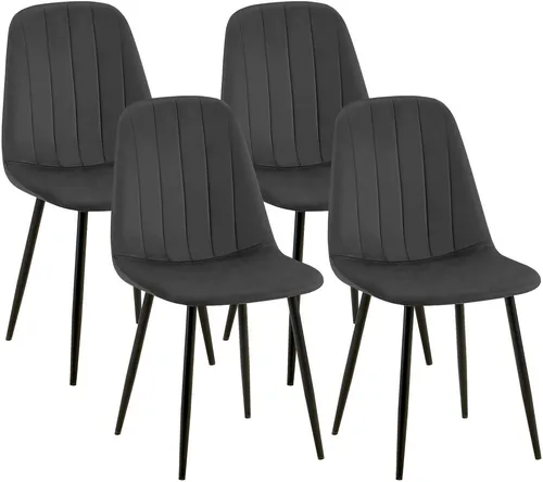 4er Set Esszimmerstuhl Baxter Samt dunkelgrau