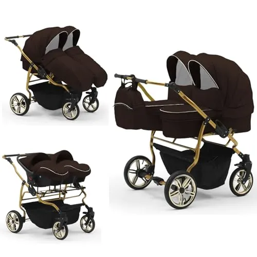 Zwillingskinderwagen 4 in 1 Duet Lux Goldedition von Elcar