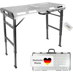 Höhenverstellbarer klappbarer Schweißtisch aus Stahl - Multifunktionstisch für Werkstatteinrichtung, bis 450 kg belastbar und 7-fach höhenverstellbar für ergonomisches Arbeiten – ideal für Heimwerker und Profis.