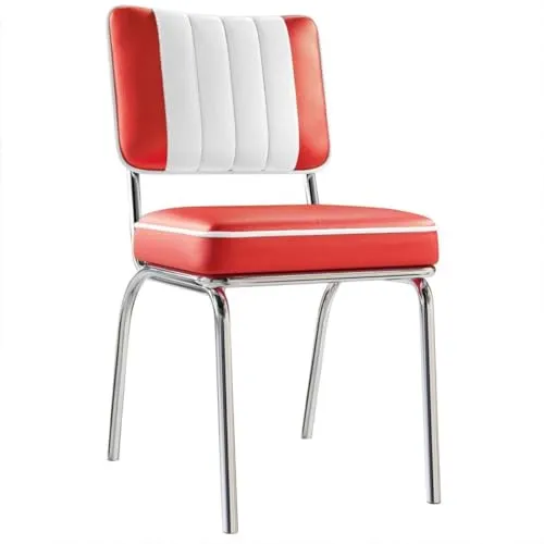 2er-Set Dinerstuhl Rot | Leder | American Diner Stuhl - Stühle für die Gastronomie, stilvolles Design und ergonomischer Komfort für ein unvergessliches Sitzerlebnis in Restaurants und Cafés.