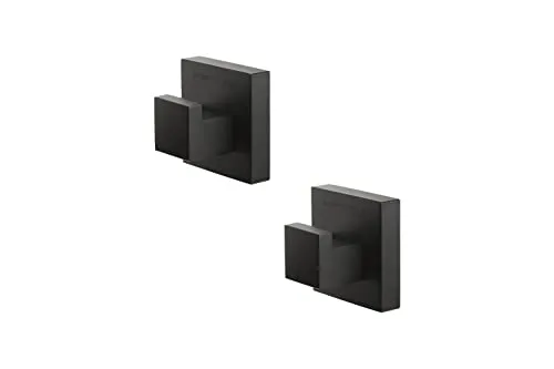 Sagittarius One 32S1-B Handtuchhaken Selbstklebend 2er, Schwarz Matt, Rostfrei, Haken Selbstklebend für Bad & Küche