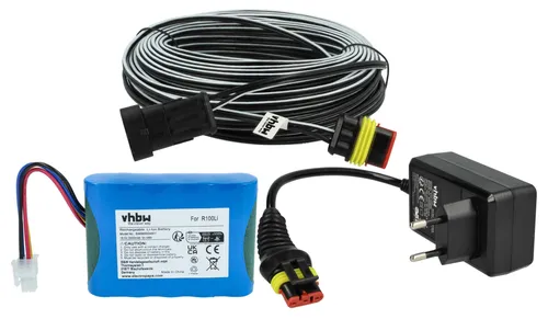 vhbw 1x Netzteil, 1x 3000 mAh Akku, 1x 30 m Niederspannungskabel kompatibel mit Husqvarna Automower 310, 308 (2016), 310 (2015) Rasenmäher