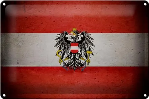 Schild Blech 30x20cm - Made in Germany - Flagge Österreich Fahne Metall Deko Blechschild