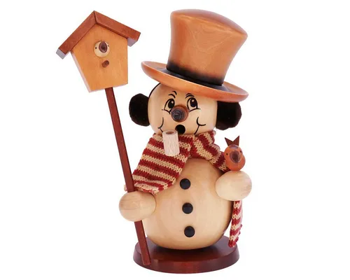 Christian Ulbricht Schneemann Räuchermann mit Vogelhaus von Christian Ulbricht