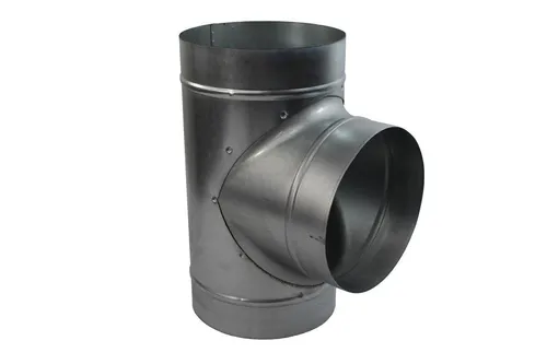 T-Stück 100mm - Abzweigstück 90° Wickelfalzrohr Lüftung Formteil verzinkt