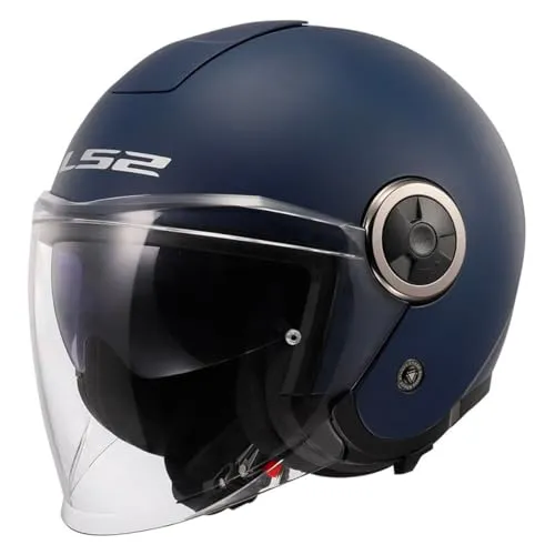LS2 Jet-Motorradhelm CLASSY SOLID Navy Blue, S - Motorradhelm mit leichtem Design (1200 g), sicherer KPA/EPS-Schale und integrierter Sonnenblende für optimalen Komfort und Sicht.